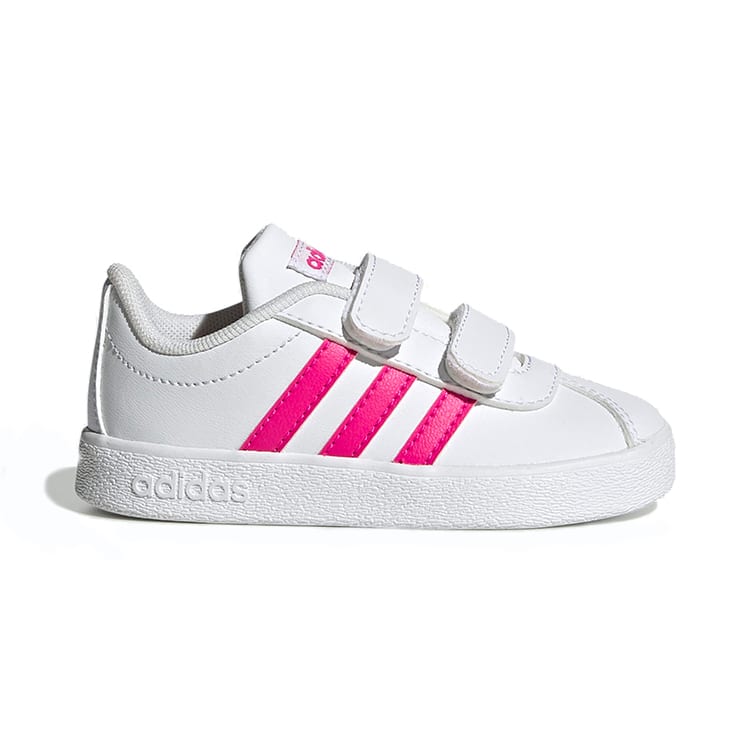 Adidas VL COURT 2.0 Cow Leather Hook and loop Balance Low top Toddler Shoes White Infant And Toddler EG3890