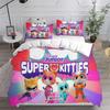 Super Kitties Kittydale Bedding Set Cartoon Cat Bed Supplies Set Children Duvet Cover Bed Comforter Set Bedding Birthday Gifts