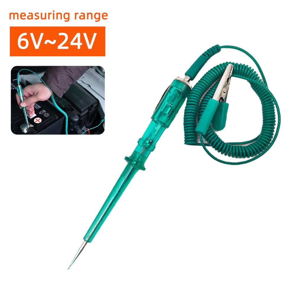 6v~24v Multifunctional Voltage Detection Pen With Spring Wire Car Maintenance Tool Green Electric Pen Car Circuit Tester Tool