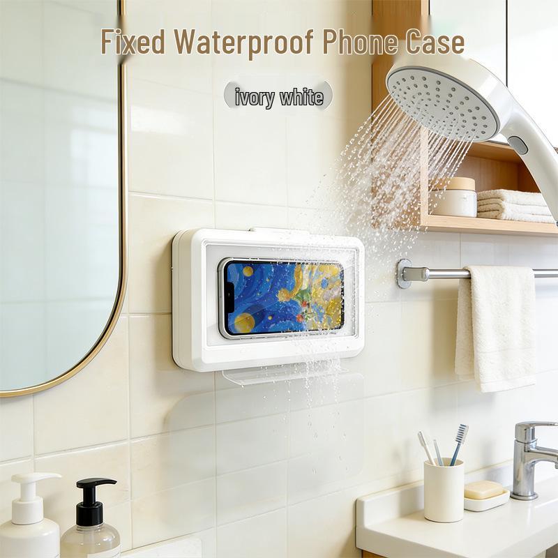 Waterproof Wall-Mount Phone Holder with Touchscreen for Shower and Bathroom
