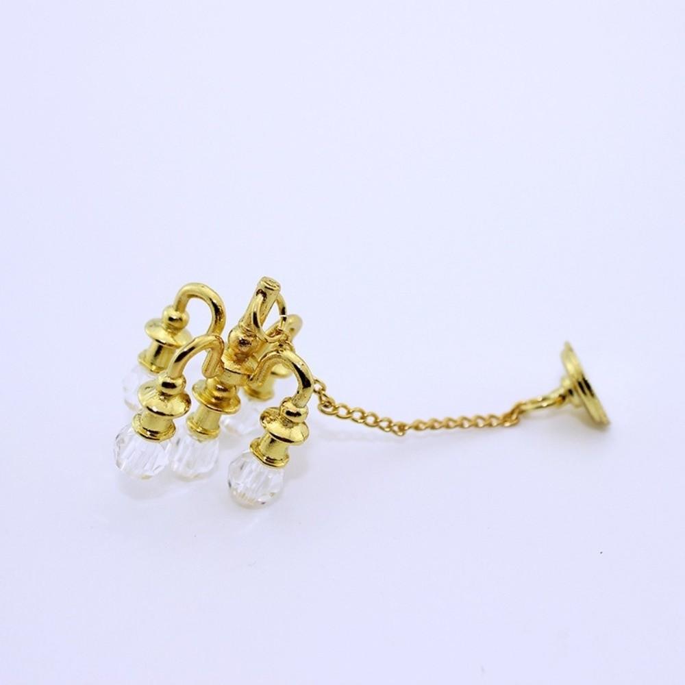 Playing Scene Mini Five-head Chandelier Gold/silver Ceiling Lamp Model  Doll House Accessories