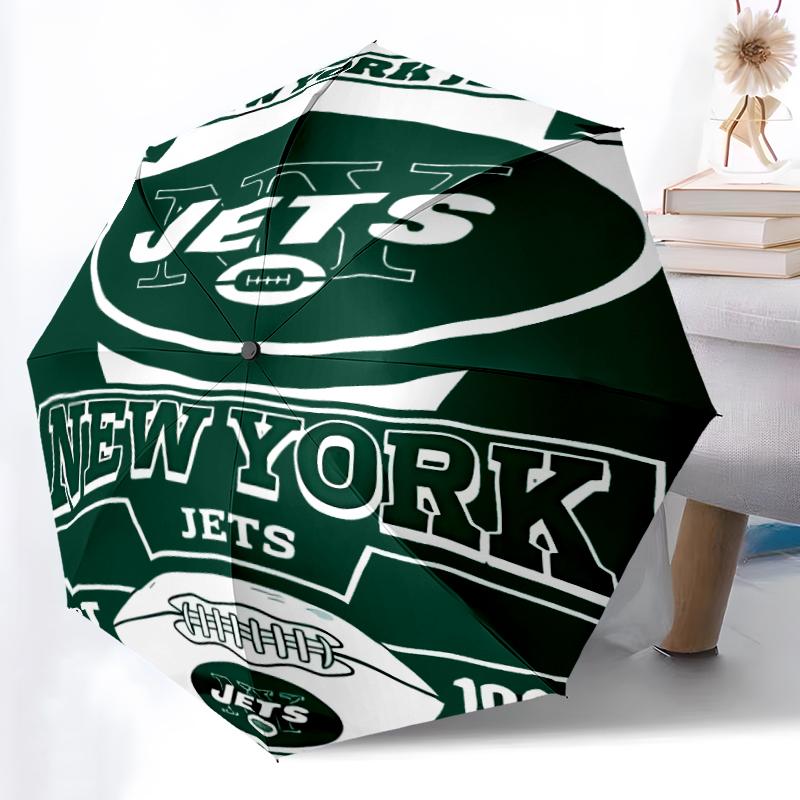 Printed New York Jets logo Folding Umbrella,Outdoor,Leisure,And Travel Umbrella,Durable Umbrella Fabric,Birthday And Holiday Gift