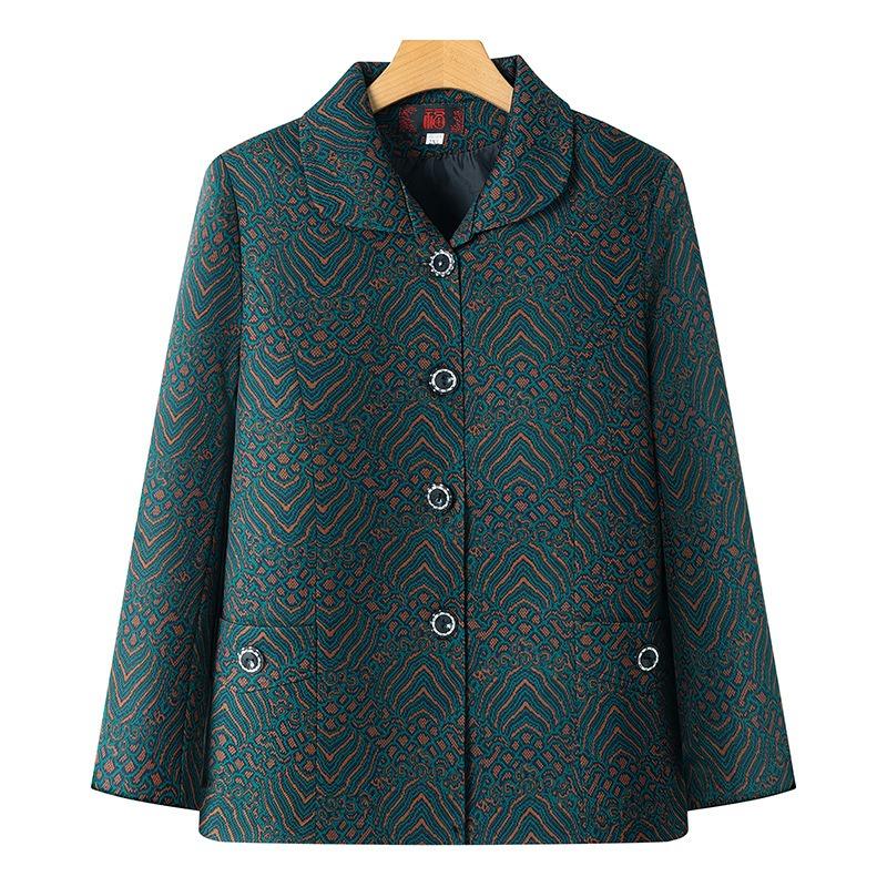 Autumn Women's Top with Lining, Year 0 Thin Coat, Old Lady Lapel Gown