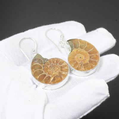 Ammonit Edelstein 925 Sterling Silber Ohrring Geburtsstein 925 Massiv Sterling Silber Ohrring Ammonit Frauen Edelstein Ammonit Ohrringe für Sie