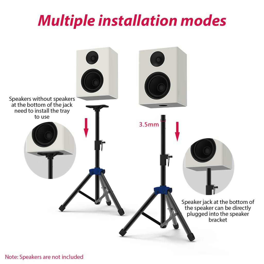 Speaker Stand Studio Monitor Speaker Tripod Stand Heavy Duty Telescoping Height Adjustable Non slip Three point