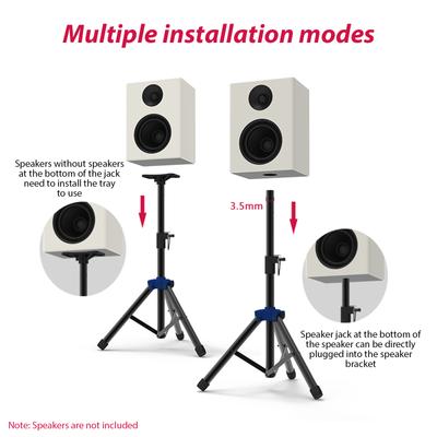 Speaker Stand Studio Monitor Speaker Tripod Stand Heavy Duty Telescoping Height   Non-slip Three-point     Base Bracket for Outdoor Pe