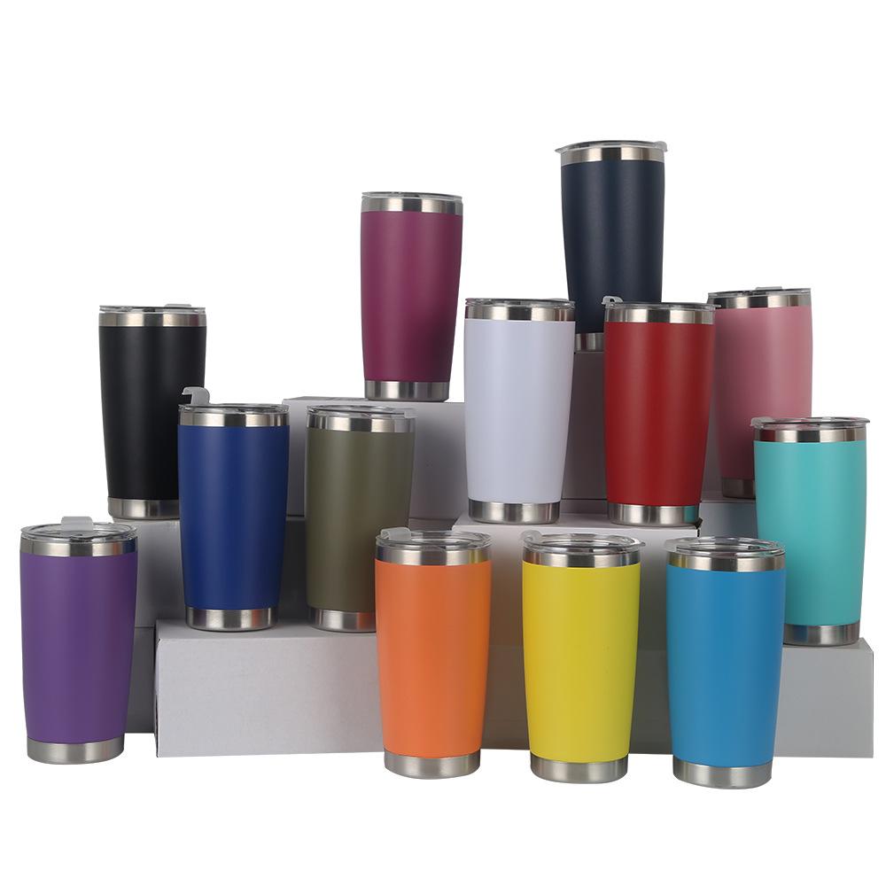 20oz Mehrfarbiger Edelstahl Auto-Becher 304 Innenleben Isoliertes Thermosgefäß, Tragbarer Auslaufsicherer Reise-Kaffeebecher