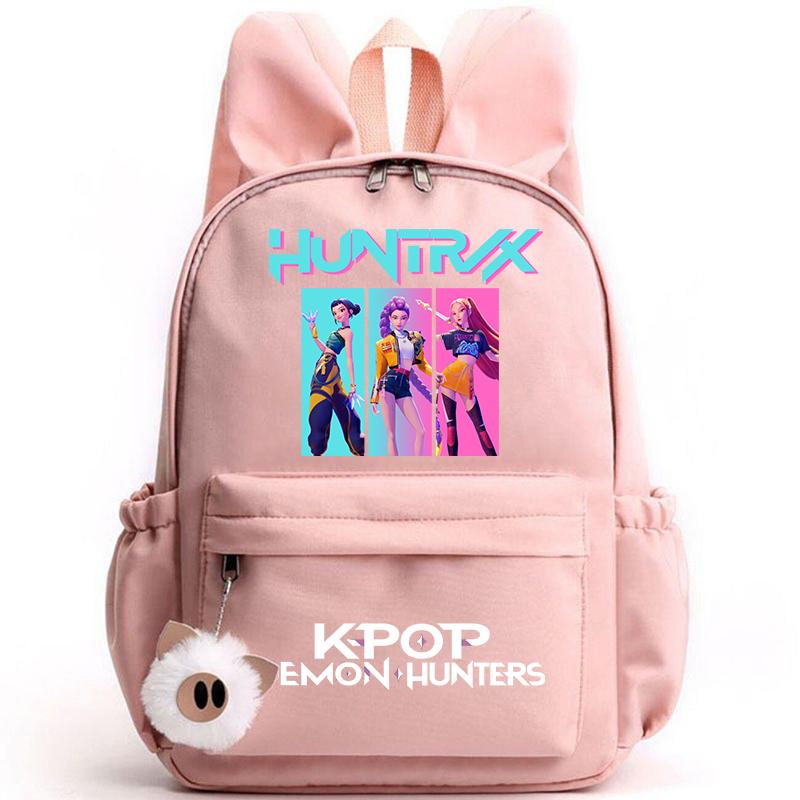 KPop Dämonenjäger Rucksack für Mädchen Jungen Kinder Rucksack Freizeit Schultaschen Reise Hasenohren Rucksäcke Mochila Geschenktüten