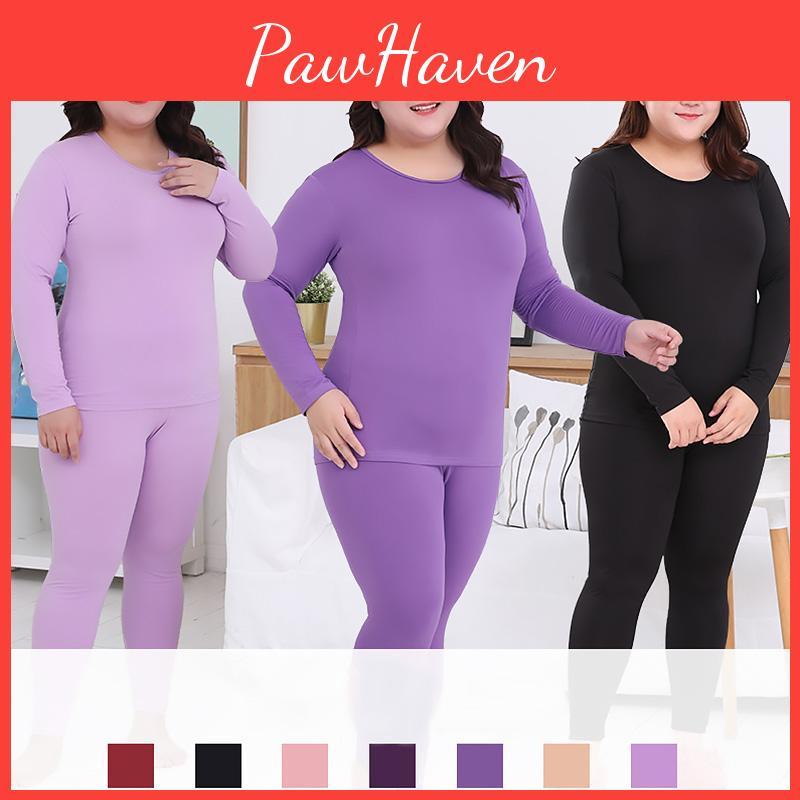 Solid O Neck 2pcs Warm Color Thermal Underwear High Quality Plus Size Long Johns Women Shaped Sets M10xl