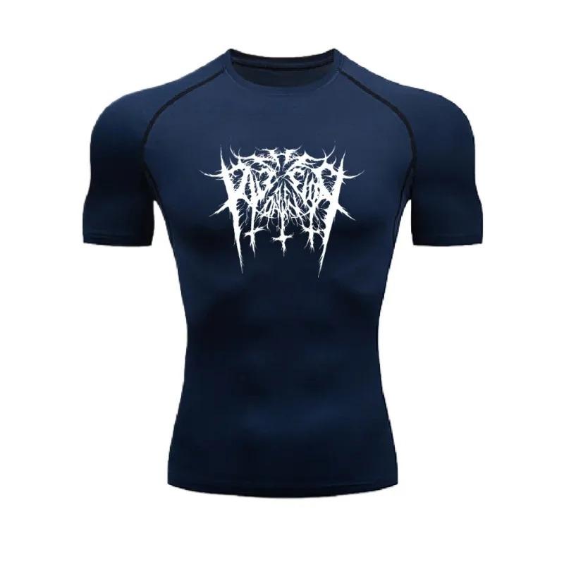 Men Compressed Short-sleeved Workout Summer Sweat Absorbing Gym Exercise Running T-shirt Sports elastic Fast Dry Breathable Tight Fit