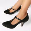 Women's High Heels Mary Janes Shoes 2025 Autumn Elegant T-strap Beige Black Heeled Party Wedding Dance Shoes Female Dress Pumps