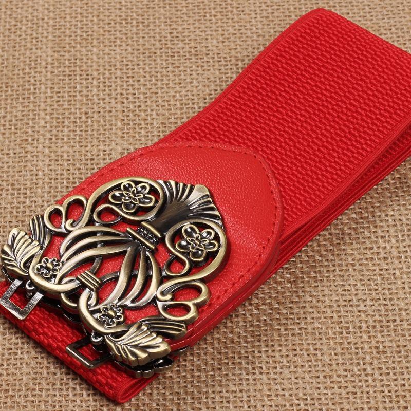Palace Vintage Metal Carved Wide Belt New Fashion Accessories Alloy Flower Vintage Leather Belt Belt Straps for Women