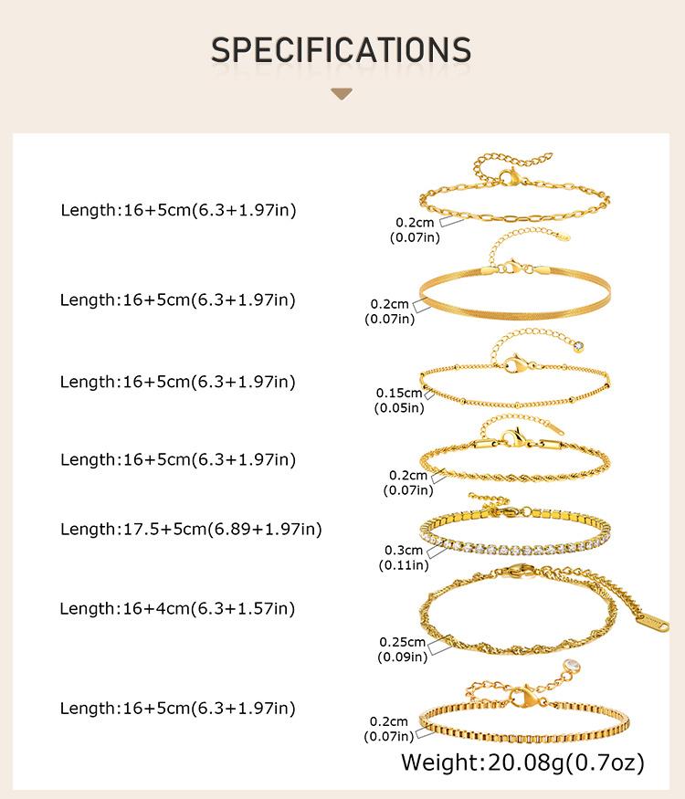 Stainless Steel Chain Bracelets Non Tarnish Dainty Ball Herringbone Bead Chain Stackable Bracelet Women's Party Jewelry