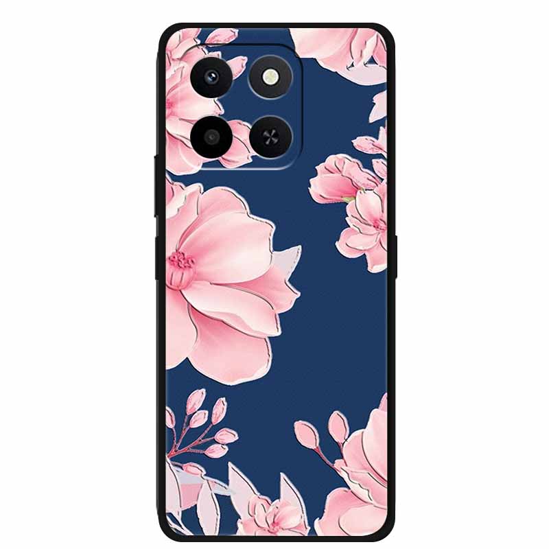 3D Case For Honor X7d 5G Case X 7 d Coque 6.77" Emboss Flowers Black Silicone Soft Back Cover For Honor X7d 4G Cases Shell Funda