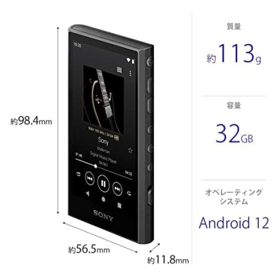 Sony Walkman 32GB A300 Series Streaming LDAC HD Codec MP3 microSD Card Touch Up to 36 Hours of Continuous 360 Reality Audio Black NW-A306 Wireless,