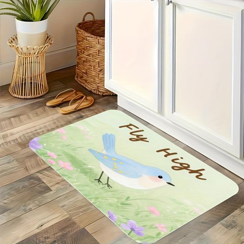 1PC Flowers Pattern Kitchen Rug Non-Slip Door Mat Pop Design Bathroom Rug Bath Mat Carpet for Home Sink Laundry Decoreeree