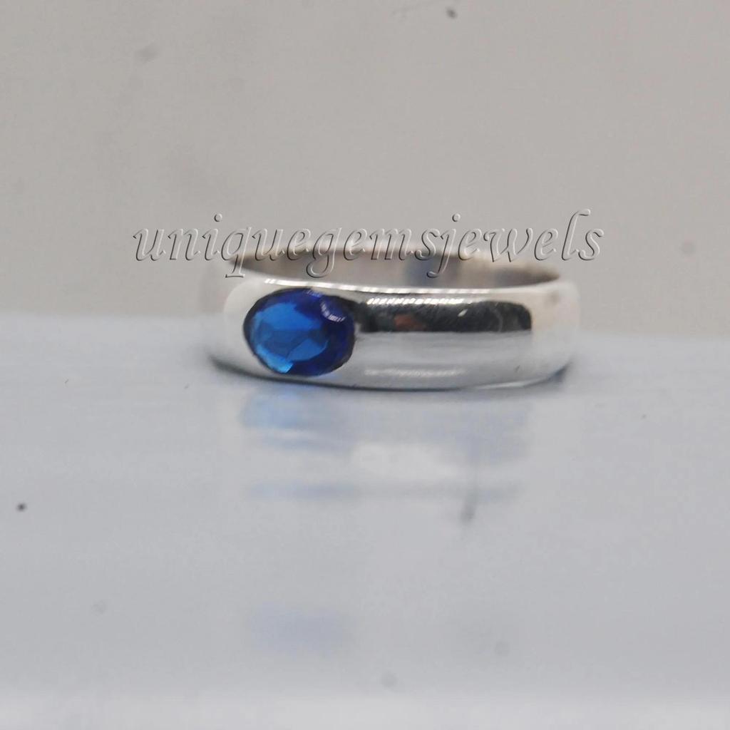 Oval Cut Blue Kunzite Gemstone 925 Sterling Silver Ring, Handmade Artisan Kunzite Band Ring Jewelry