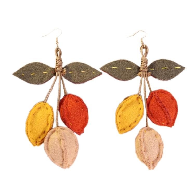 Elegant Autumn Earrings Handmade Fabric Pumpkin Sunflower Dangle Large Statement Portable for Trendy Women Casual Wear