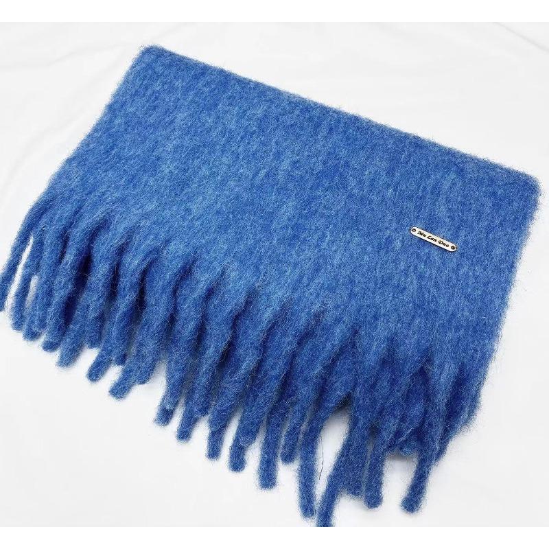 Cachecol versátil doce e fofo cor de doce inverno espessado xale quente mohair cor sólida cachecol de casal