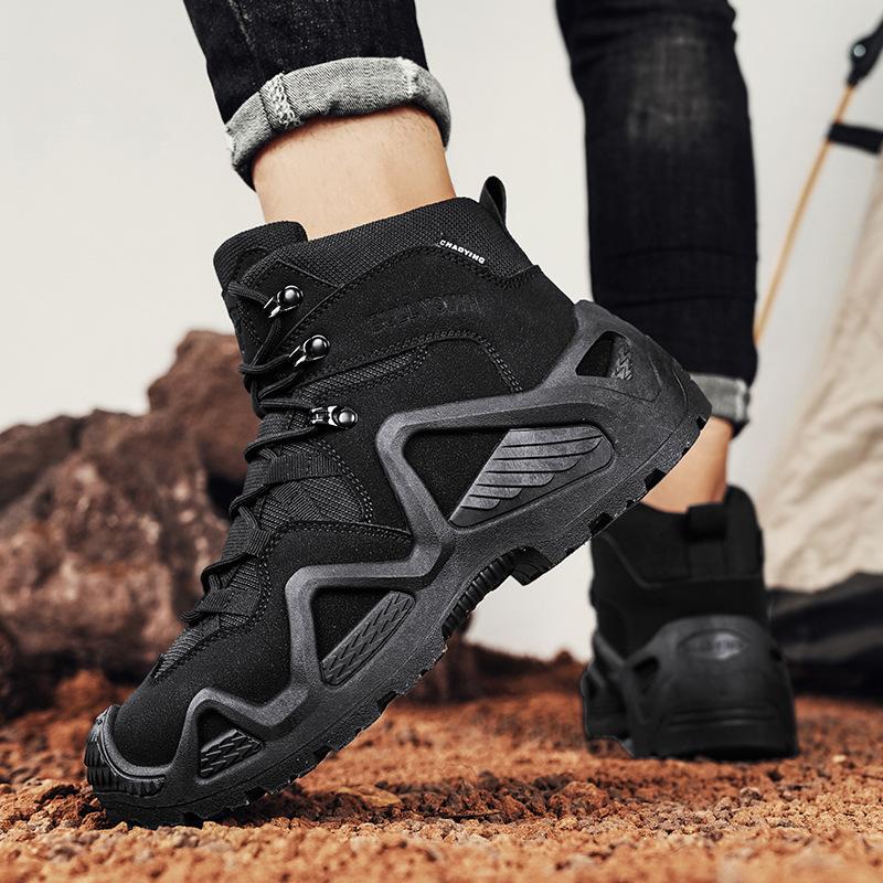 

Мужские ультралегкие тактические пустынные ботинки, уличная обувь для хайкинга, прочная нескользящая подошва для треккинга по пересеченной местности, спортивных мероприятий 39 чёрный