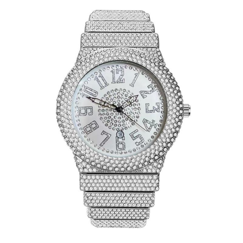 Men Hip Hop Diamond Luxury Brand Golden Date Quartz Watches