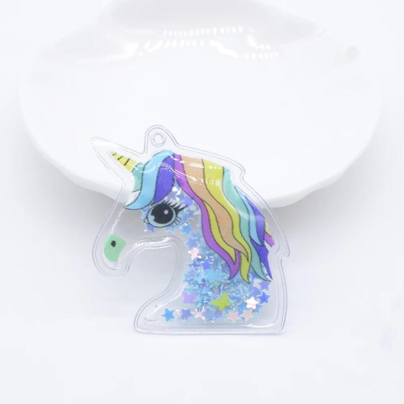 12Pcs 38*38mm Printed Colorful Unicorn Sequins Appliques for DIY Headwear Clips Bow Pendant Decor Accessories Clothes Patches