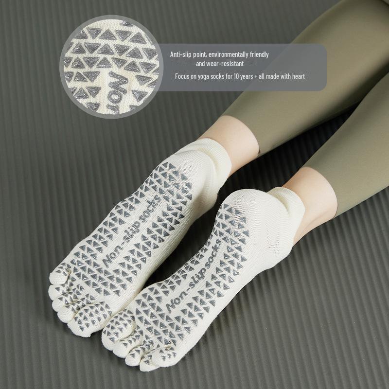 Women's Non-Slip Split Toe Yoga & Pilates Socks - Sweat-Absorbent Cotton, Fall/Winter