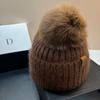 Flowers and Junior Star Rabbit Hair Knitted Hat Icelandic Fox Hairball Ear Protector Winter Thickened Warm Wool Hat