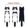 Ultra-Absorbent Cartoon Cat Hand Towel: Double-Layer Microfiber Hanging Cloth