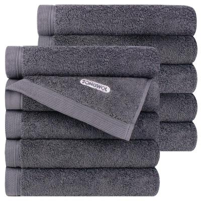 Comfort Ground 200g 40s Combed Cotton Face Towel, Grey, 10-Pack - Ultra-Thick High-Density Luxury Hotel Series