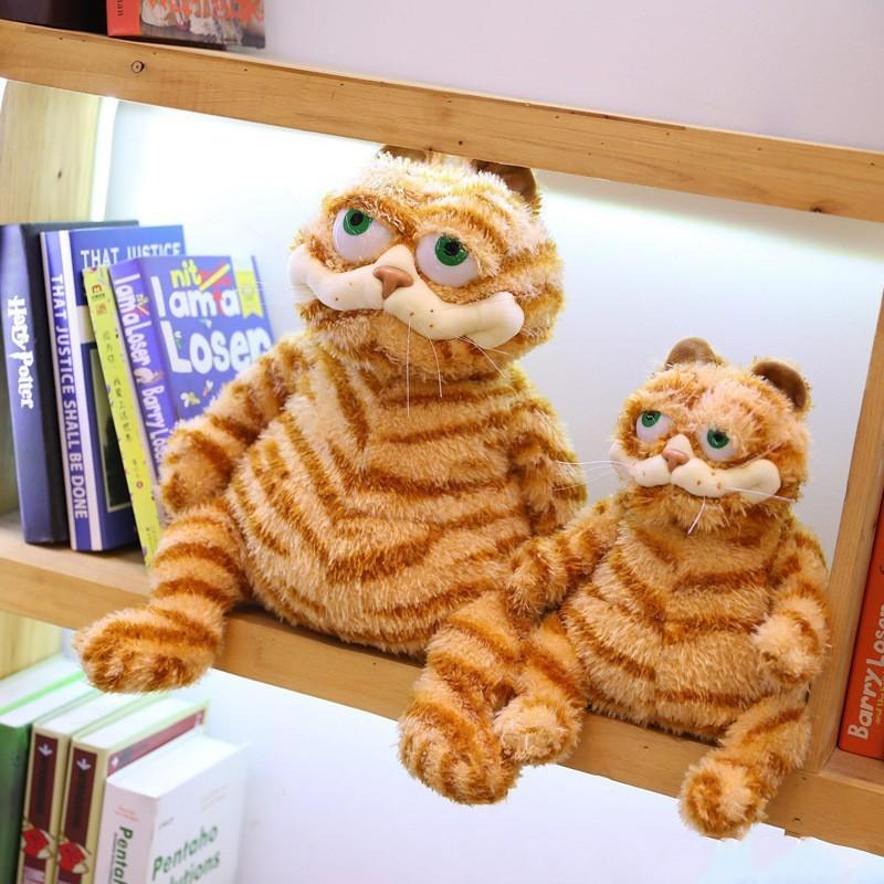 Gatto di Peluche Arancione Grasso da 30cm Gatto Tigrato Giallo Morbido Cartone Animato Carino Anime Peluche Regalo di Compleanno per Bambini Giocattolo Morbido di Peluche per Bambini