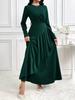 Elegant 2025 Autumn/Winter Solid Color Slim-Fit Evening Gown - Fashionable, Comfortable Long Dress