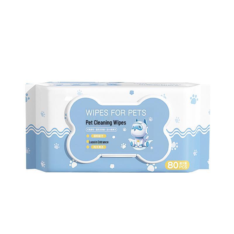 Pet Cleaning Wipes - 80-Count Large No-Rinse Deodorizing Wipes for Cats & Dogs