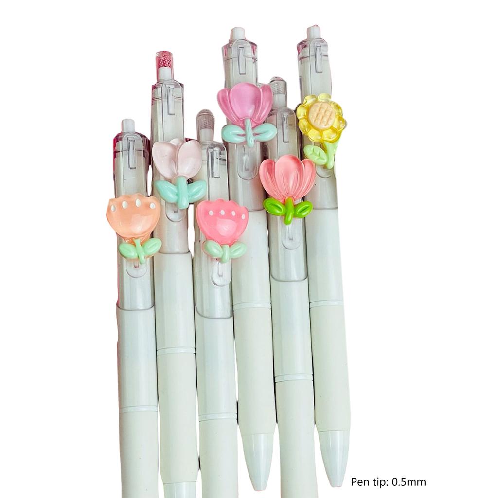 6Pcs Retractable Gel Pen 0.5mm Office Signing Pen Ergonomic Grip Gel Pen Smooth To Write for Student Writing Drawing