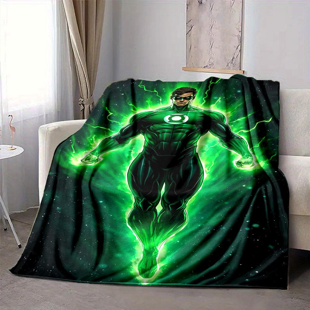 1pc Green Lantern Flannel Throw Blanket Soft, Warm & Cozy for Couch, Bed, Office, and Travel Versatile All Season Gift, Christmas Present