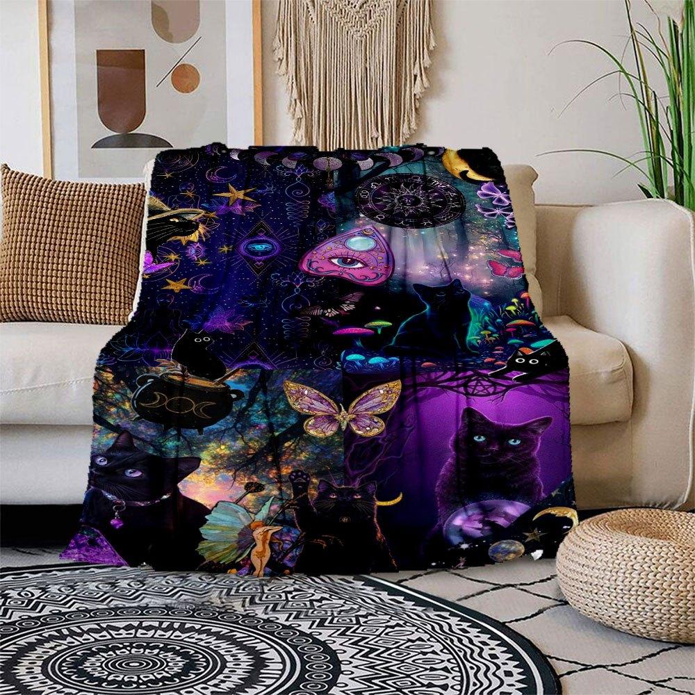 

Enchanted Witchcraft Collage Wall Art Decor Blanket Flannel Throw Blanket for Sofa, Bed, Travel, Camping, Office 100x150cm