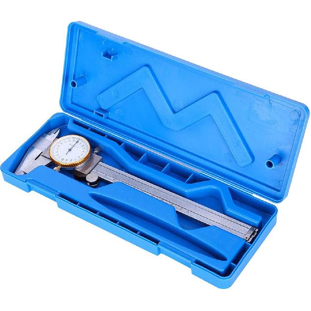 Dial Indicator Caliper 0-6"/150mm Metric Standard mm, Stainless Steel Dial Caliper, Shockproof Measuring Micrometer, Head Lockable 0.02mm Accuracy