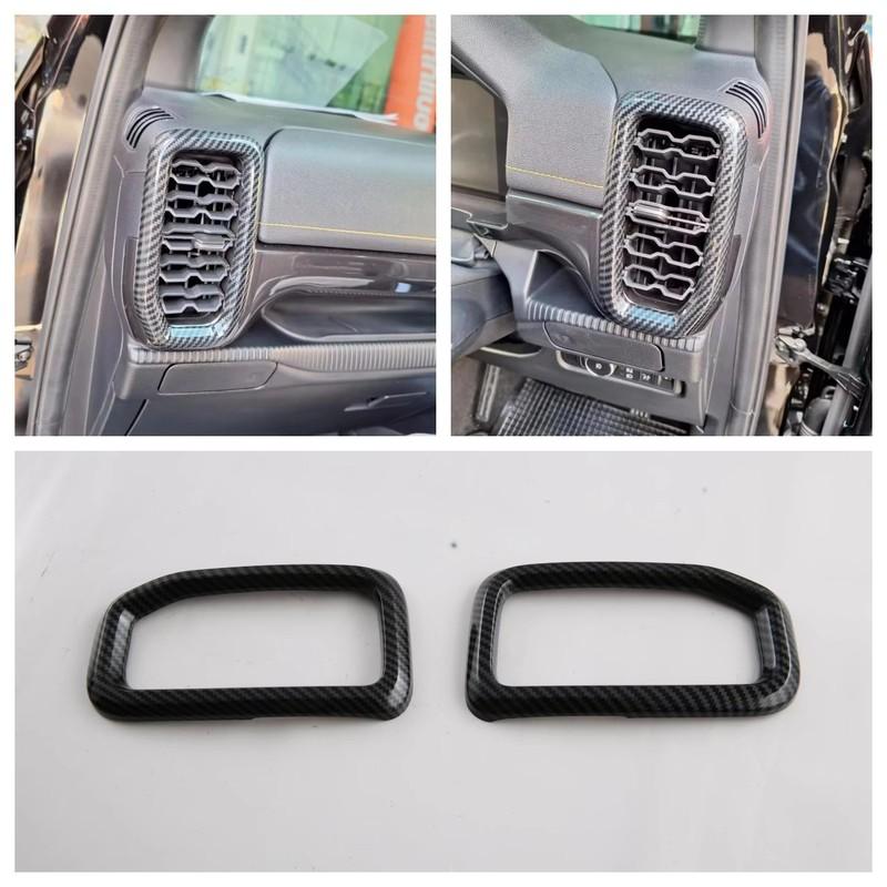 For Ford Everest Ranger T9  2024 ABS Carbon Front Dashboard AC Air Outlet Vent Frame Cover Trims Car Styling Accessories