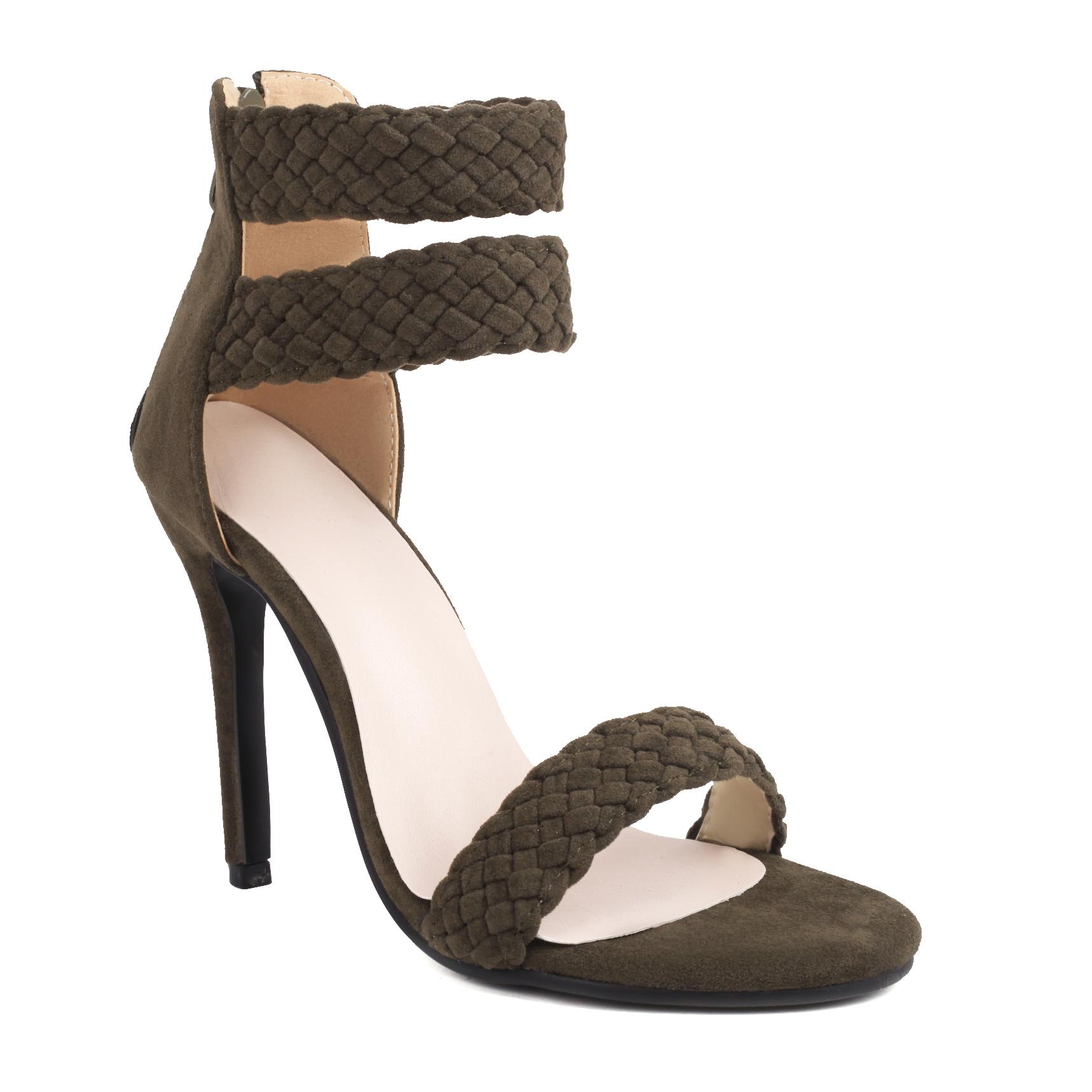 

Супер Высокие Каблуки Сандалии Женские Пляжное Платье Богема Туфли-стилет 2025 Летняя Мода Плетеный Ремешок на Щиколотке Лодочки Большой Размер 34-48 17 армия зеленый