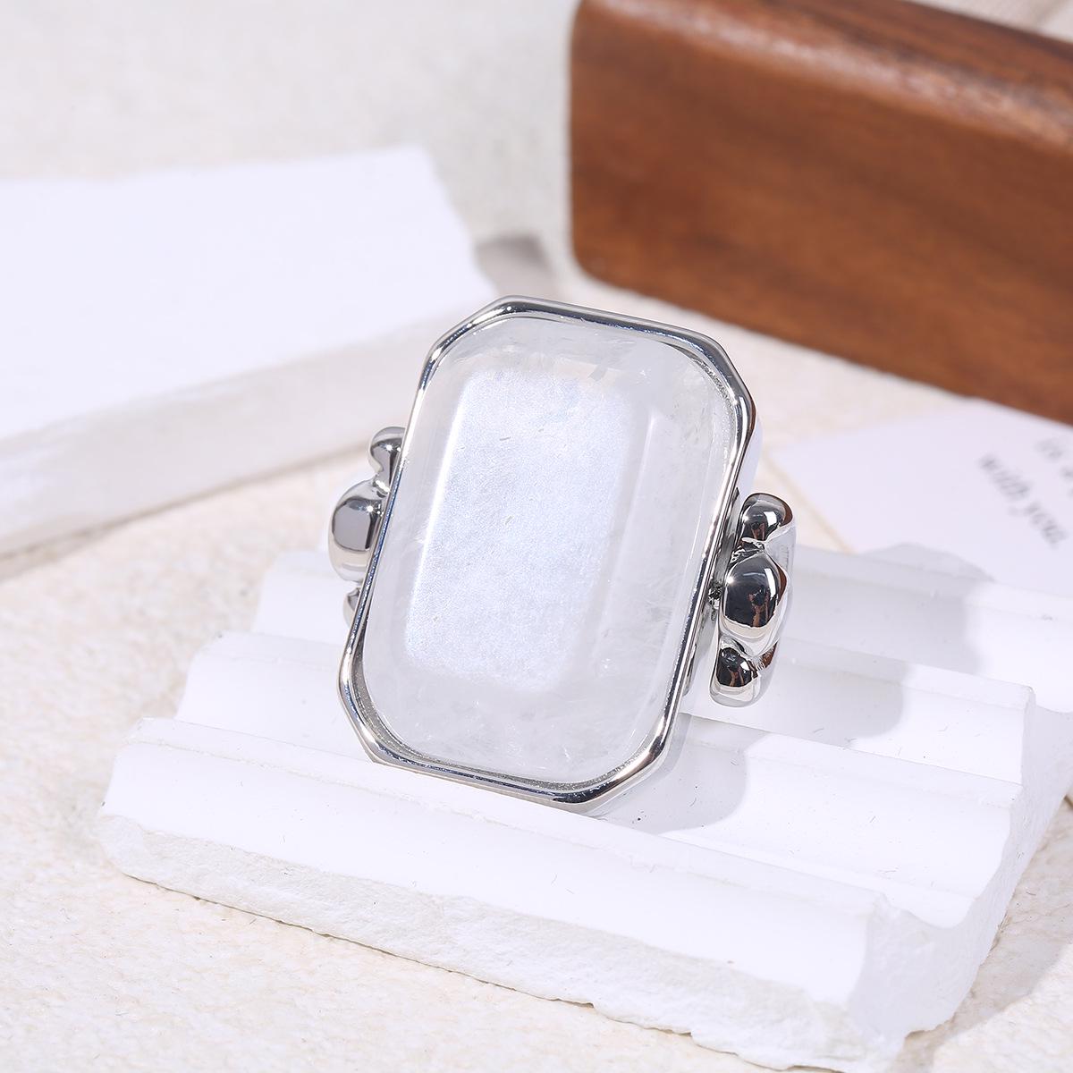Elegant Geometric Stone Ring - European & American High-End Fashion