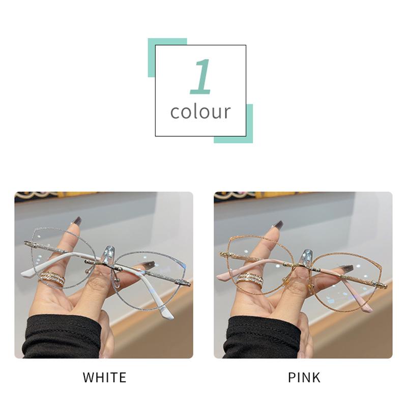 2Pcs Photochromic Metal Glasses Women Men Oversized Frame Eye Protection Ultra Light Eyeglasses Office Computer Goggles