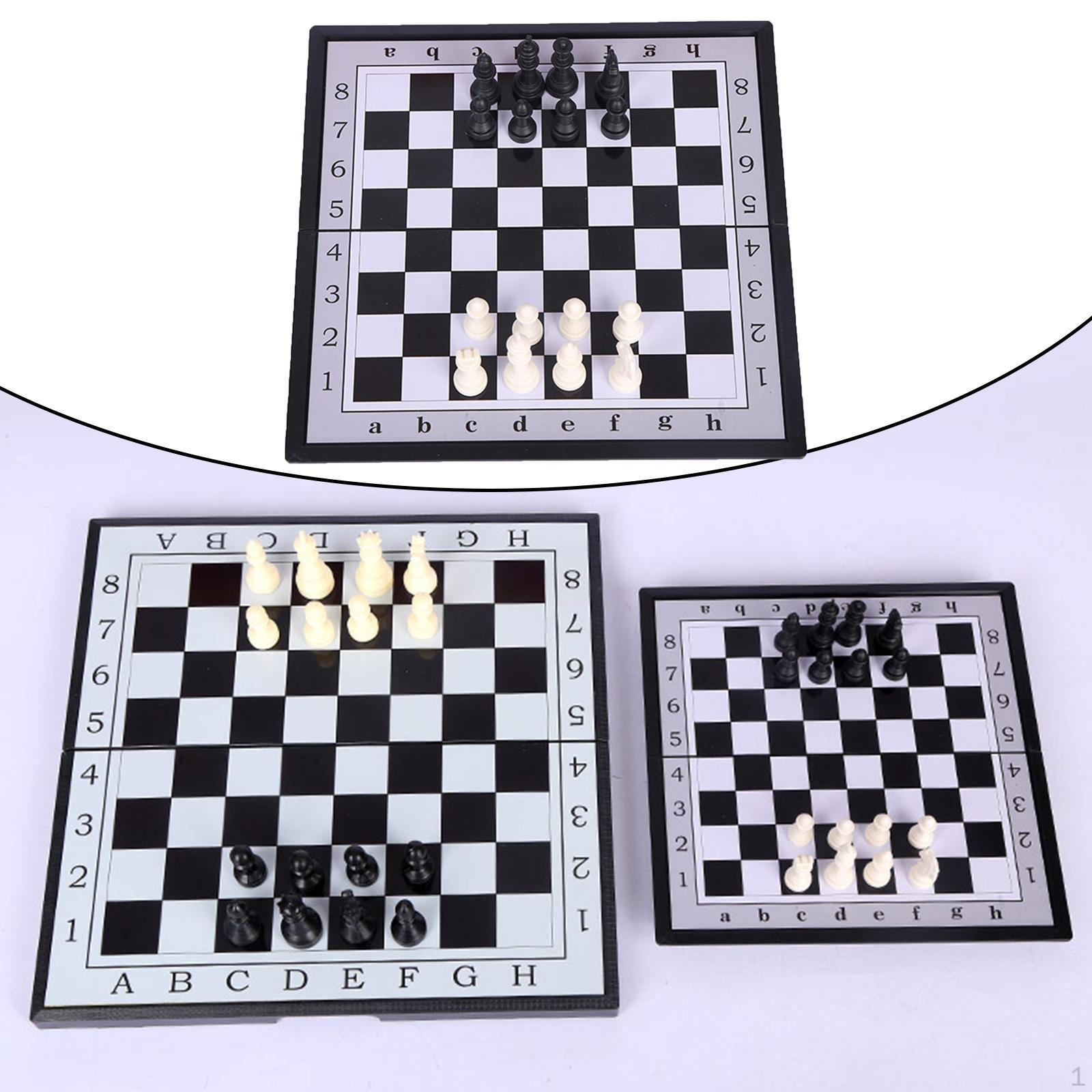32pcs International Chess Board Set Folding Chessboard Gift Toy M Black White