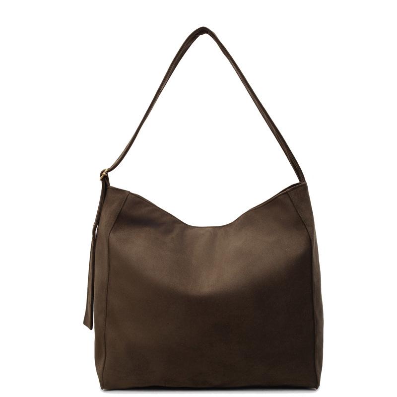 French Style Minimalist Shoulder Bag New Large Capacity Suede Tote Bag Vintage Versatile Handbag