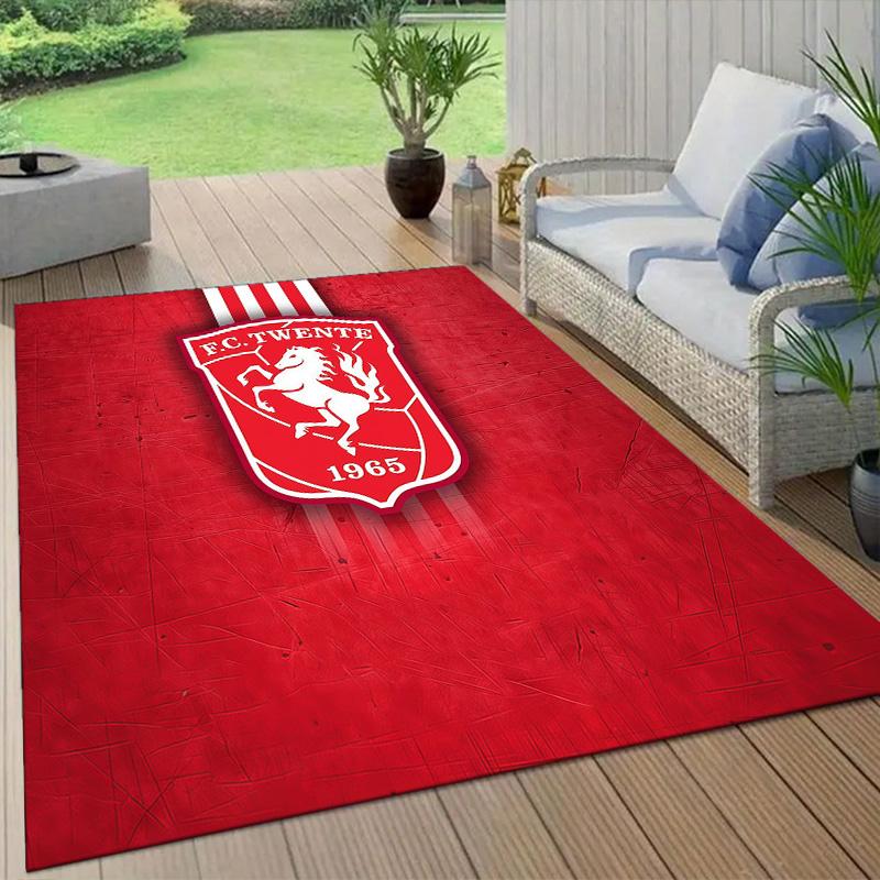 FC Twente Flannel Pattern Square Carpet,Area Rug,Carpet Rug for Living Room Bedroom Sofa Playroom Decor,Non-slip Floor Mat