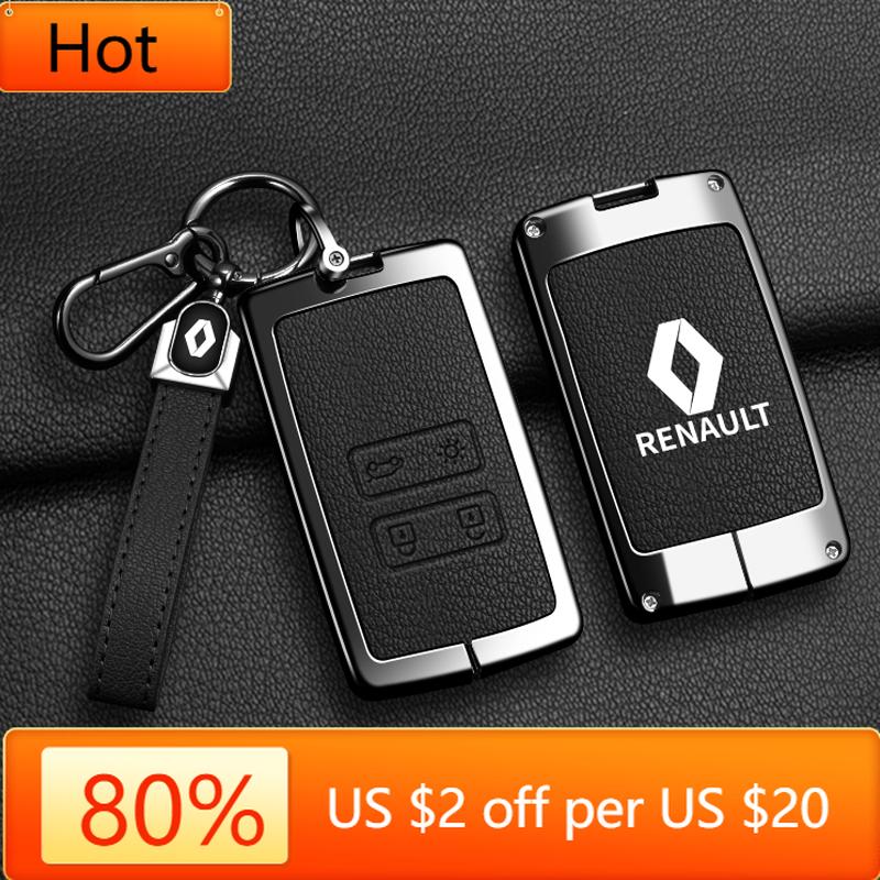 Interior Stickers Zinc Alloy Car Key Case Bag Metal Key Shell For Renault Sandero Duster Clio 5 Captur Austral Kadjar Megane Lo