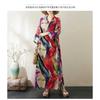 V-neck Loose Plus Size Simple Vacation Style Long Sleeve Women's Beach Dresses