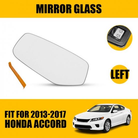 Driver Side Heated Mirror Glass Left W/Backing Plate for Honda Accord 2013-17