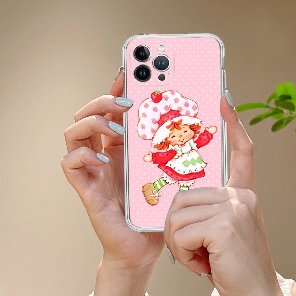 Cartoon Girl S-Strawberry S-Shortcake TPU Silicone Case For IPhone 11 12 13 14 15 16 17 Pro Max Shockproof Clear Back Cover