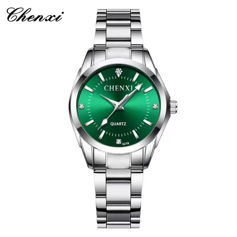 CHENXI 021B Women's Quartz Watch Fashion Elegant Waterproof Stainless Steel Strap Casual Wristwatch for Ladies Gift