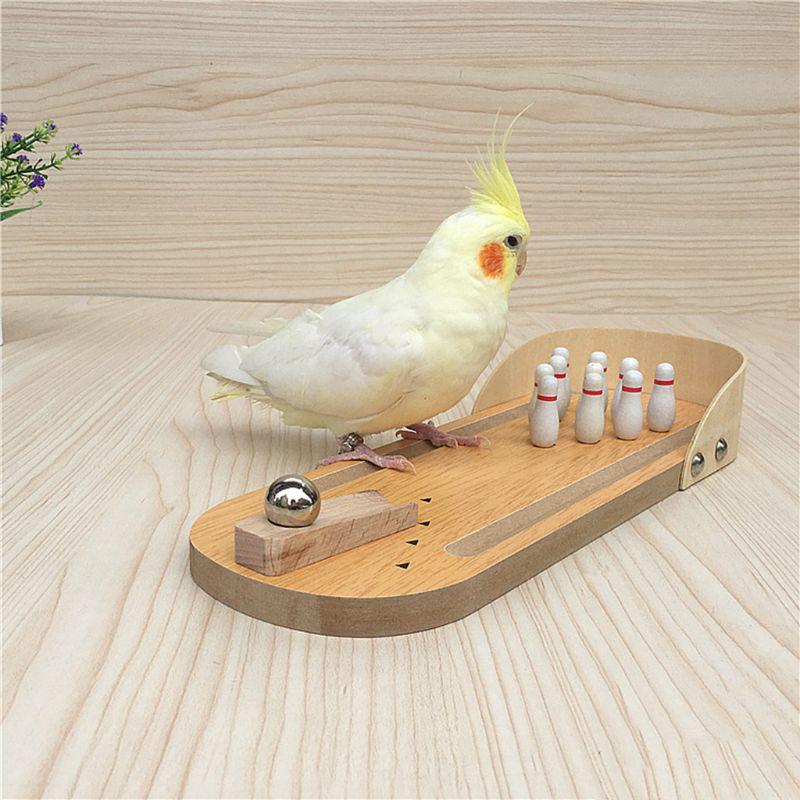 Buy Parrot Bird Toy Wooden Mini Desktop Bowling Parakeet Intelligence